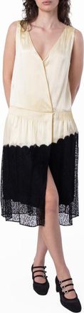 Burberry Ladies Cream Silk Satin And Lace Sleeveless Dress, Brand Size 4 (US Size 2)