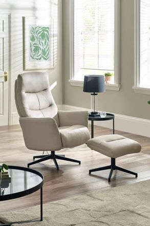 Julian Bowen Priya Upholstered Swivel Recliner Chair & Footstool in Grey