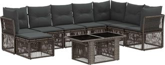 vidaXL Conjunto De Sof&aacute;s De Jard&iacute;n 9 Uds. Gris Rat&aacute;n Sint&eacute;tico Vidaxl