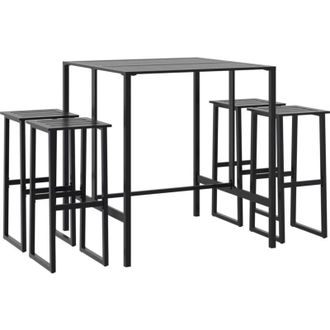 vidaXL Juego De Mesa Alta Y Taburetes De Jard&iacute;n 5 Piezas Acero Negro Vidaxl