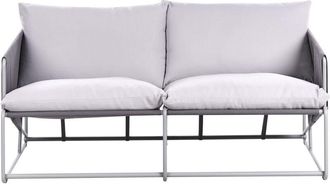 Beliani Sof&aacute; 2 Plazas De Jard&iacute;n Bajo De Metal Con Cojines De Asiento Y Respaldo Muebles De Exterior Interior Jard&iacute;n Con Reposabrazos Gris Pardo Ponte