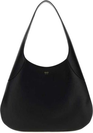 Khaite Black Leather Joan Shopping Bag Borse A Mano