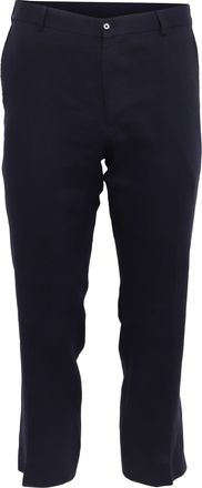 Ralph Lauren Mid-Waist Cropped Trousers in Navy Blue Linen