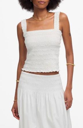Madewell Smocked Poplin Tank Top in White at Nordstrom Rack, Size Xx-Large