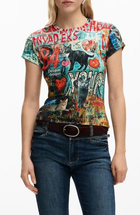 Desigual Graphic T-Shirt in Blue at Nordstrom, Size Medium