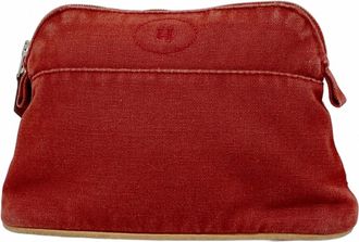 Herm&egrave;s Bordeaux Canvas Pouch (Pre-Owned)