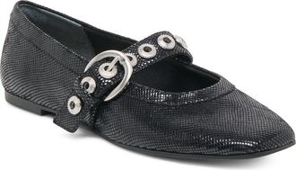 Dolce Vita Marten Mary Jane Ballet Flat in Onyx Embossed Leather at Nordstrom, Size 6.5
