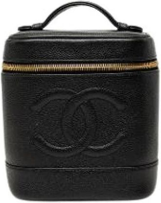 Chanel Pre-owned Vanity Bag - Dames - Vintage Handtas - Zwart - ONE Size - Leer - Vintage