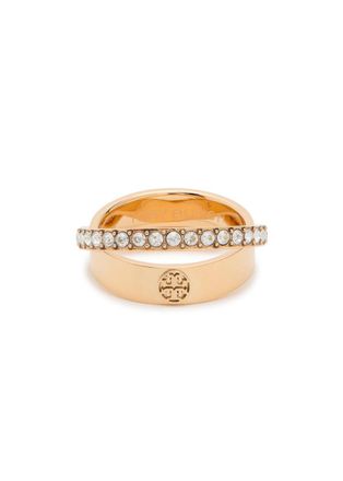 Tory Burch Icon Double Pav&eacute; 18kt Gold-plated Ring - 6 (L 1/2)