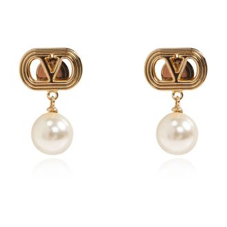 Valentino Garavani VLogo Parel Oorhangers - Dames - Oorbellen - Geel - ONE Size - Accessoires