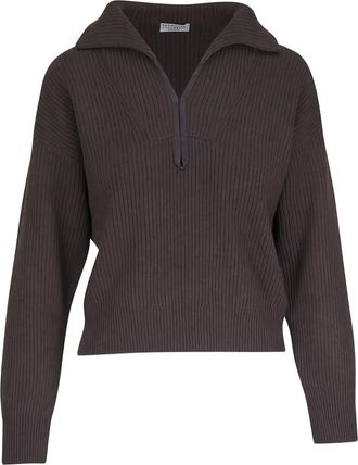 Brunello Cucinelli ribbed sweater - women - Cashmere - M - Brown