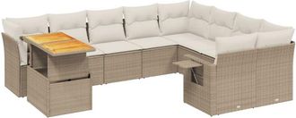 vidaXL Juego De Sof&aacute;s Jard&iacute;n Con Cojines Beige 10 Pzas Rat&aacute;n Sint&eacute;tico Vidaxl