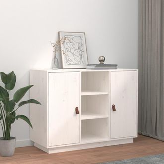 vidaXL Vidaxl - Aparador Madera Maciza De Pino Blanco 100x40x75 Cm