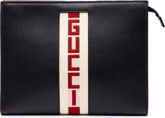 Gucci Pre-owned Gucci Calfskin Logo Stripe New Web Clutch Unisex S2HLVY0DAZ2UK4I0