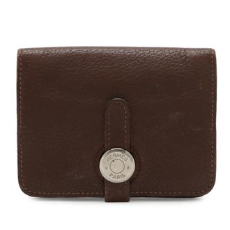 Herm&egrave;s Dogon Brown Togo Leather Coin Purse/Coin Case (Pre-Owned)