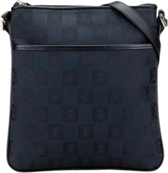 Loewe Pre-owned Canvas Shoulder Bag - Dames - Vintage Schoudertas - Blauw - ONE Size - Leer - Vintage