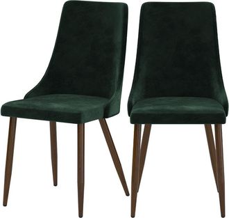 Rendez-Vous D&eacute;co Set De 2 Sillas De Terciopelo Verde - Vinni