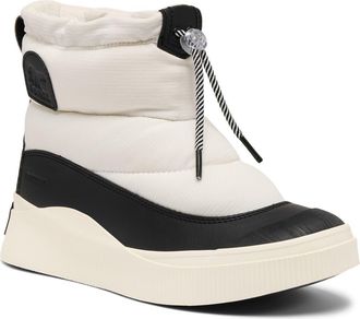 Sorel Out N About IV Puffy Lace-Up Waterproof Boot in Sea Salt/Black at Nordstrom, Size 10.5