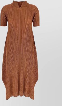 Pleats Please Issey Miyake march series dress v neckline midi
