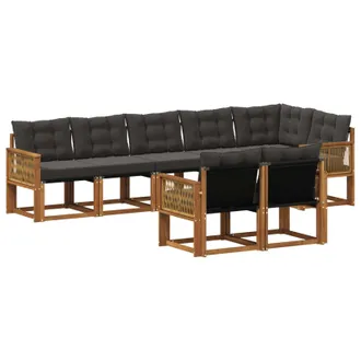 vidaXL Set Di Divani Da Esterno 8 Pz Naturale E Nero Vidaxl