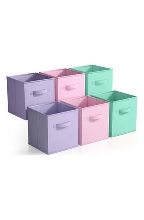Sorbus 6-Pack Foldable Storage Cube Bins in Pastel Pink Purple Teal at Nordstrom Rack