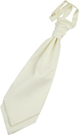 DQT Men Pre-Tied Plain Satin Wedding Scrunchie Cravat - Ivory