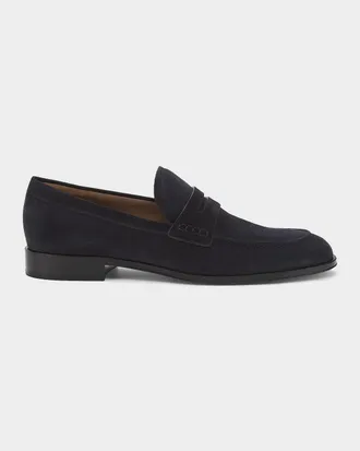 Gianvito Rossi Men & apos;s George Suede Penny Loafers