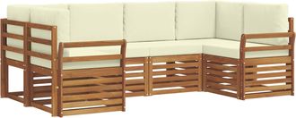 vidaXL Conjunto De Sof&aacute;s De Exterior 6 Uds. Natural Y Crema Vidaxl
