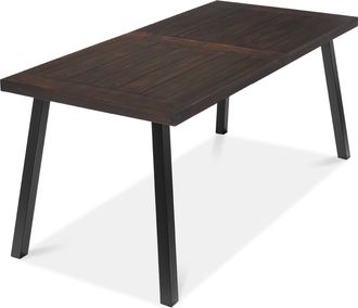 Best Choice Products 6-Person Indoor Outdoor Patio Rustic Acacia Wood Picnic Dining Table w/ Metal Legs