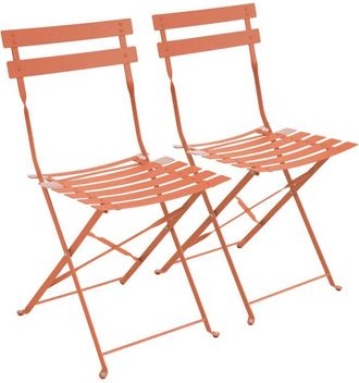 Sweeek Set of 2 folding garden chairs, tomette pink, 49.5x41x80.5 cm - Emilia