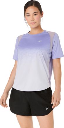 Asics Laufshirt ASICS ROAD FADE SS TOP, Damen, Gr. XXL, blaubell, Obermaterial: 100% Polyester, Shirts Laufshirt, f&uuml;r verschiedene Jahreszeiten, mit Grafik-