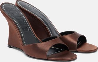 Staud Brigitte satin wedge mules