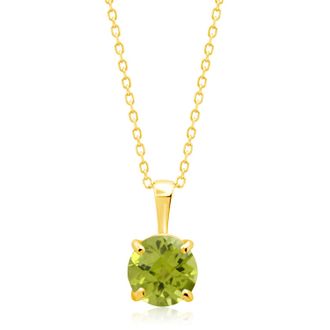 MAX + STONE 14k Yellow or White Gold 6mm Gemstone Round Pendant Necklace with 18 Inch Chain