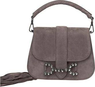 Alma En Pena Strass gesp clutch tas - Dames - Handtassen - Grijs - ONE Size - Leer - Tassen