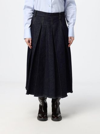 Tela Gonna midi a ruota in denim di cotone a vita alta