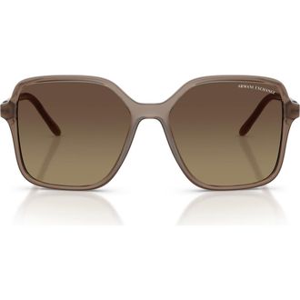 A|X Armani Exchange 53mm Gradient Polarized Butterfly Sunglasses in Opal Brown /Yellow Polar at Nordstrom