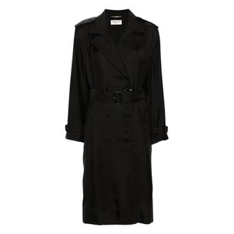 Saint Laurent Silk Trench Coat, Brand Size 40 ( US Size 8 )