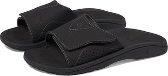 Olukai Nalu Slide Mens Slide Shoes Black/Black : 17 D - Medium, Synthetic/EVA