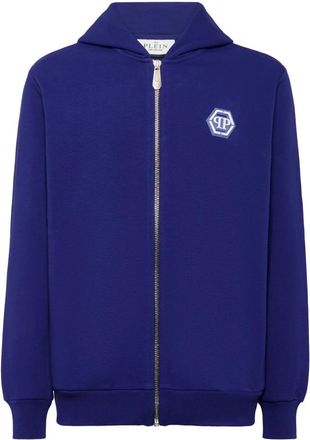 Philipp Plein Hoodie Sweatjacket Iconic - Heren - Vesten met rits - Blauw - XS - Katoen - Hoodies & sweatvesten