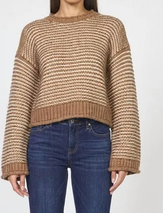 Dear John Denim Stripe Wide Sleeves Sweater In Mocha