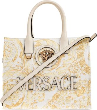 Versace Borsa tote La Medusa piccola in tela con stampa - Bianco