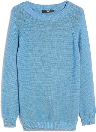 Max Mara Linz Truien - Dames - Ronde hals truien - Blauw - XL - Katoen - Truien & Vesten