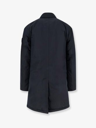 Stone Island Mens Padded Long Jacket Micro Reps Black Polyester