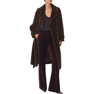 Reiss Cate Belted Faux Fur Coat in Chocolate Brown at Nordstrom Rack, Size Medium
