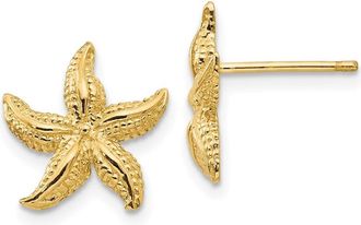 Diamond2Deal 10k Yellow Gold Starfish Shape Stud Earrings L 13mm, W 12mm