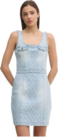 Gaud&igrave; Denim Jurk met Logo - Dames - Korte kleedjes - Blauw - L - Denim - Kleedjes