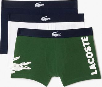 Lacoste Underwear Mens Multi Cotton Elastic Waist Trunks 3-Pack UPS914