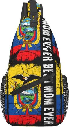 Generic Ecuadorian Ecuador Flag Best Mom Ever Chest Bag Anti Theft Sling Bag Breathable Daypack For Cycling Sports Shopping