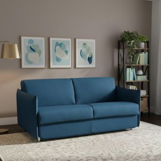 Dmora Dmora - Sof&aacute; Cama 2 Plazas Trovo, Sof&aacute; Convertible Para Sal&oacute;n, Acolchado, Desenfundable, Calidad 100% Made In Italy, 180x95 H90 Cm, Azul