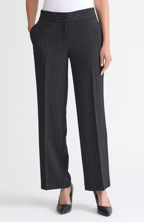 Kasper Wide Leg Pants in Black/Vanilla Ice at Nordstrom, Size 4
